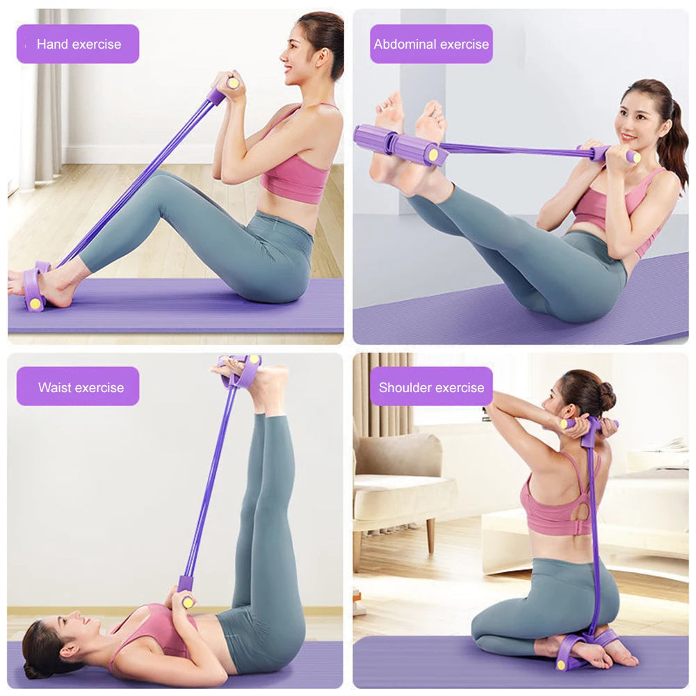 4-Tube Pedal Resistance Band Fitness Tube Pedal Ankle Puller