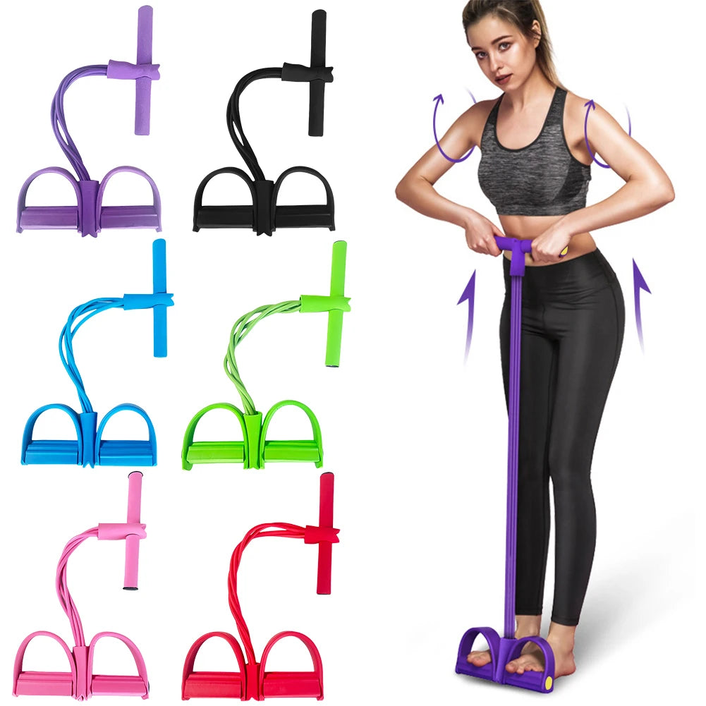 4-Tube Pedal Resistance Band Fitness Tube Pedal Ankle Puller